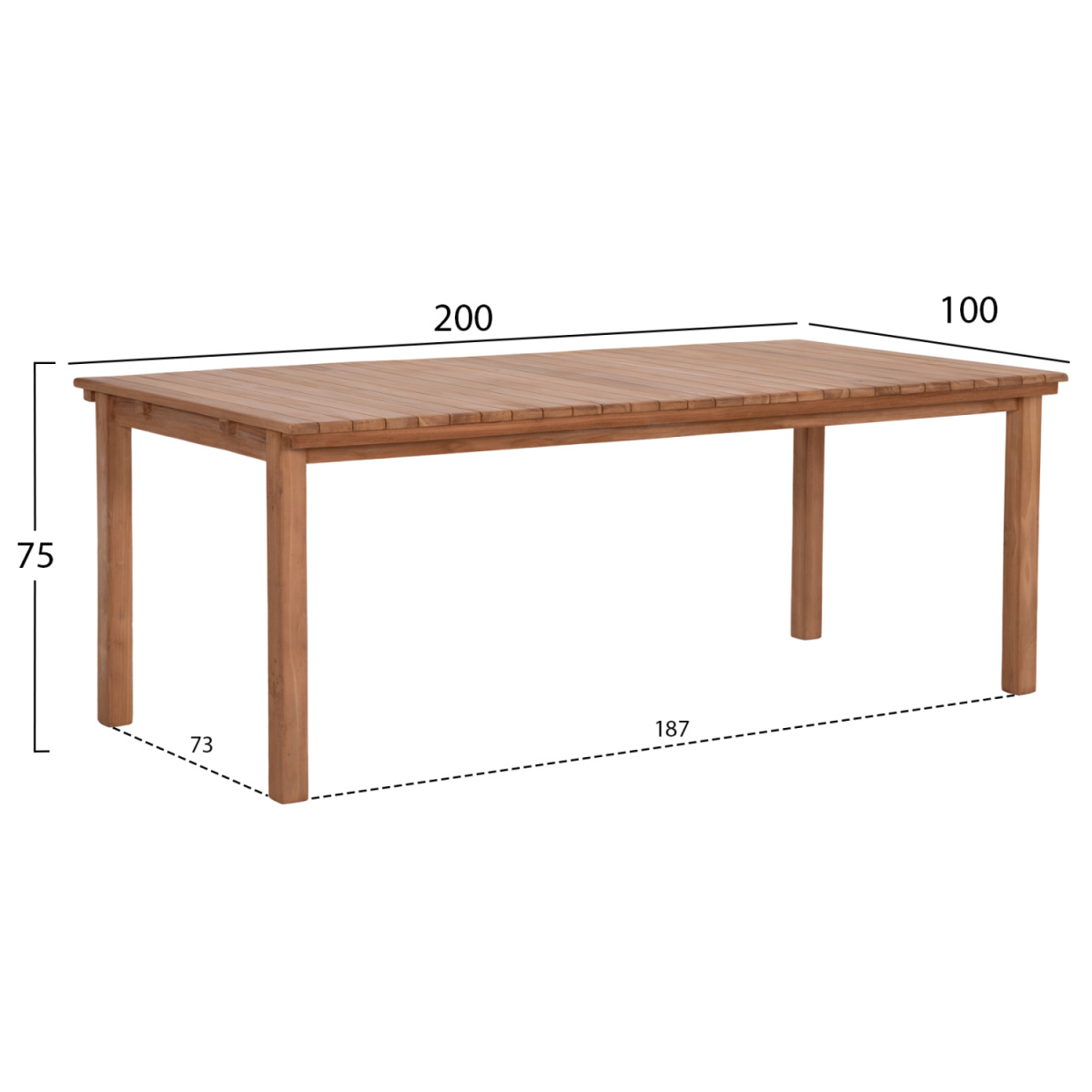 ΤΡΑΠΕΖΙ ΟΡΘΟΓΩΝΙΟ FINTO HM6616 ΞΥΛΟ TEAK--ΦΥΣΙΚΟ 200x100x75Υεκ. - Image 2