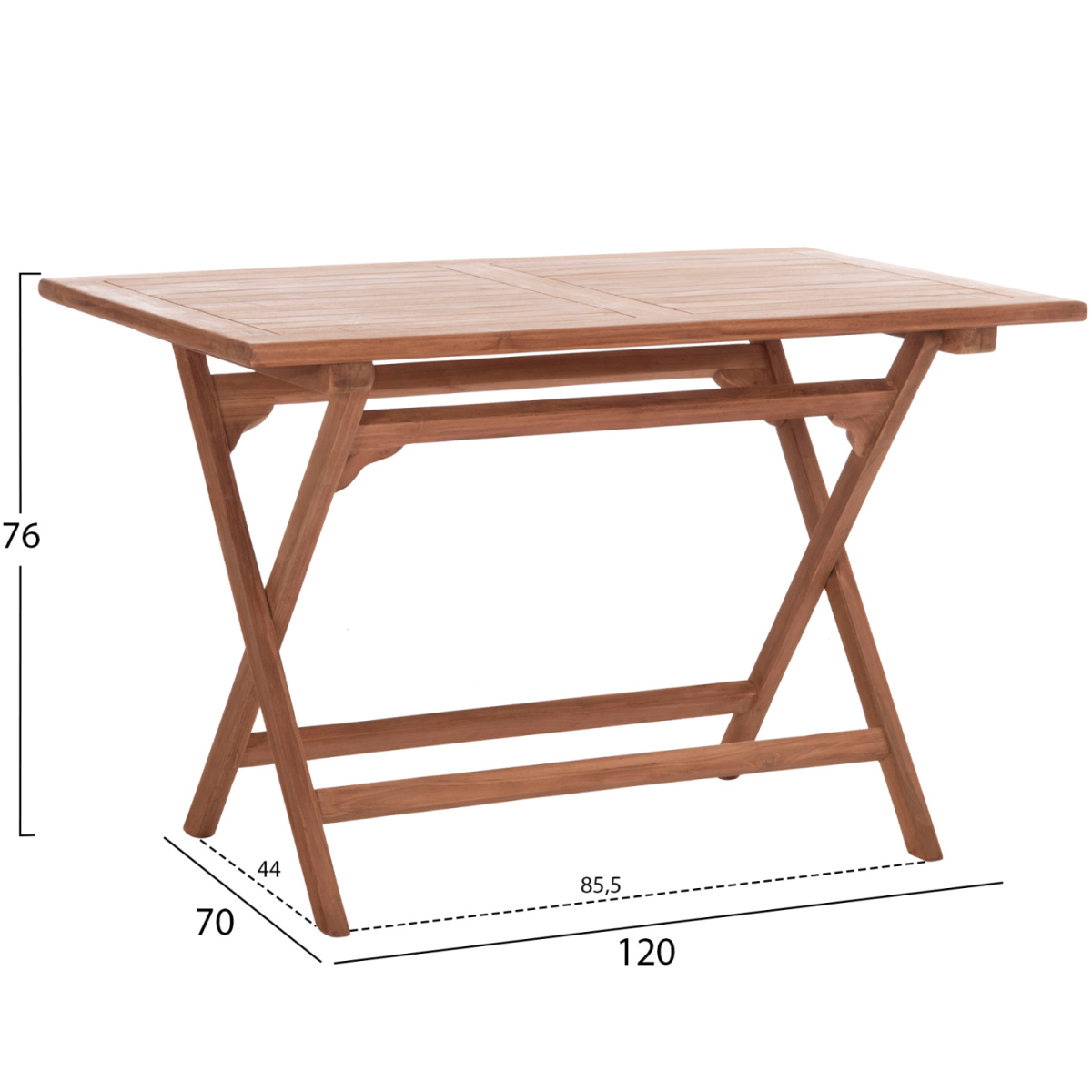 ΤΡΑΠΕΖΙ ΠΤΥΣΣΟΜΕΝΟ ΟΡΘΟΓΩΝΙΟ ERIS HM18117 ΞΥΛΟ TEAK--ΦΥΣΙΚΟ 120x70x76Υεκ. - Image 2