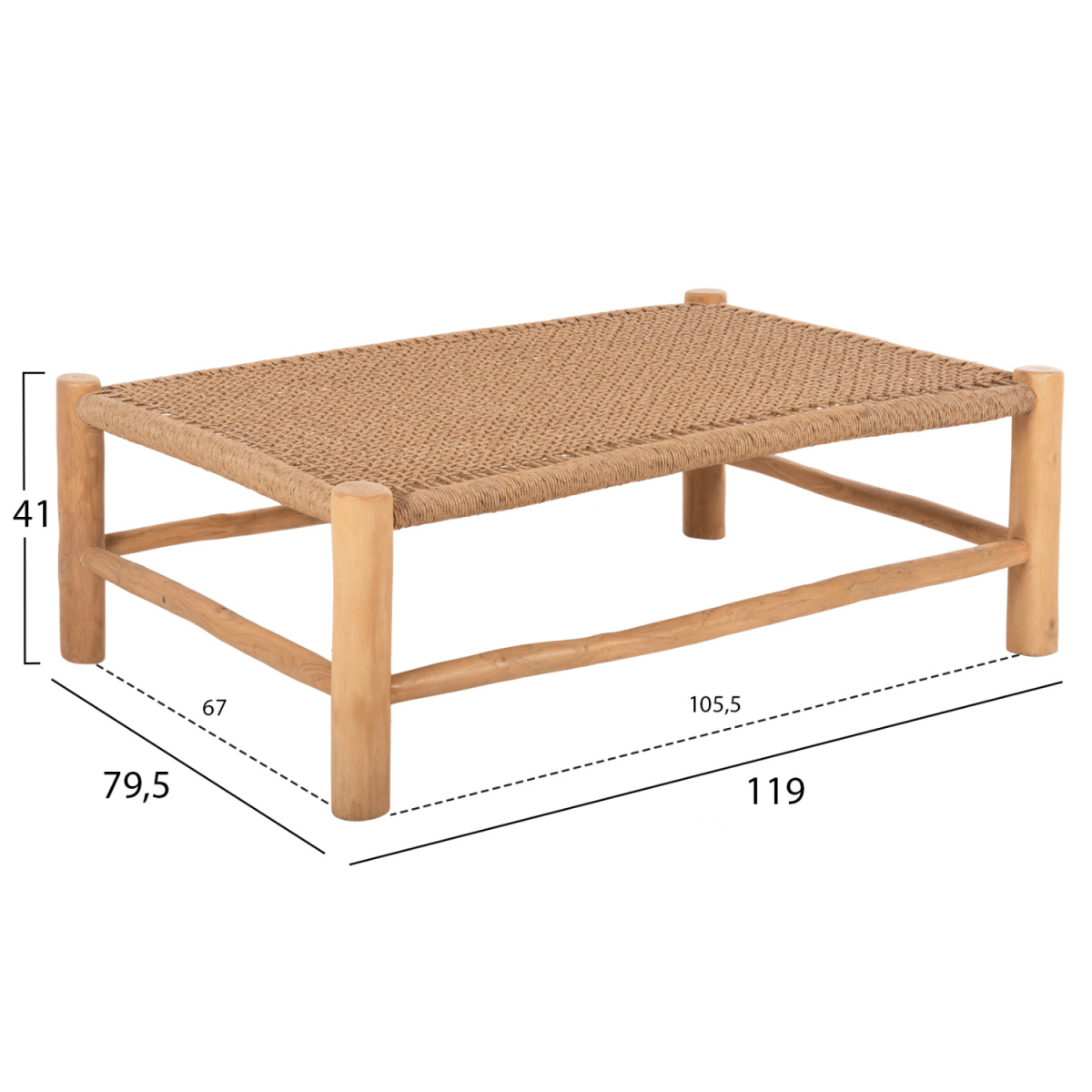 ΤΡΑΠΕΖΙ ΣΑΛΟΝΙΟΥ LONDER HM5985 ΞΥΛΟ ΤΕΑΚ- ΣΥΝΘΕΤΙΚΟ RATTAN-ΦΥΣΙΚΟ 119x79,5x41Yεκ. - Image 2