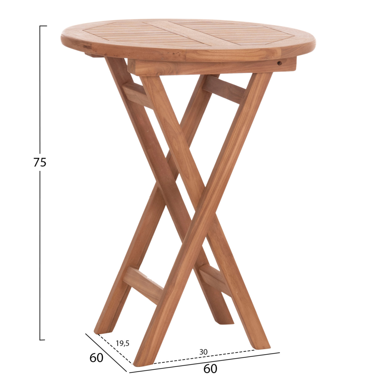ΤΡΑΠΕΖΙ ΣΚΗΝΟΘΕΤΗ ΣΤΡΟΓΓΥΛΟ ERIS HM18119 ΞΥΛΟ TEAK--ΦΥΣΙΚΟ Φ60x75Υεκ. - Image 2