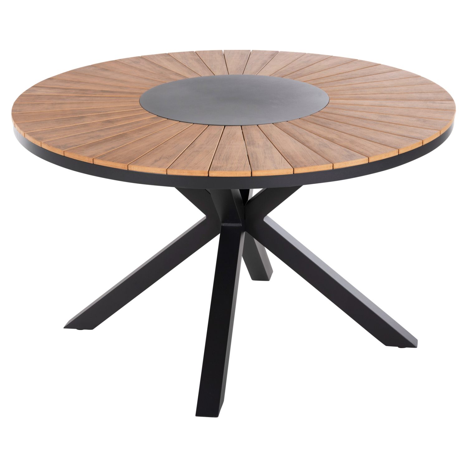trapezi-stroggylo-exchoroy-fb9604101-alo ΤΡΑΠΕΖΙ ΣΤΡΟΓΓΥΛΟ ΕΞ.ΧΩΡΟΥ MORIL HM6041.01 ΑΛΟΥΜΙΝΙΟ ΑΝΘΡΑΚΙ-POLYWOOD ΦΥΣΙΚΟ Φ120εκ. - Image 1