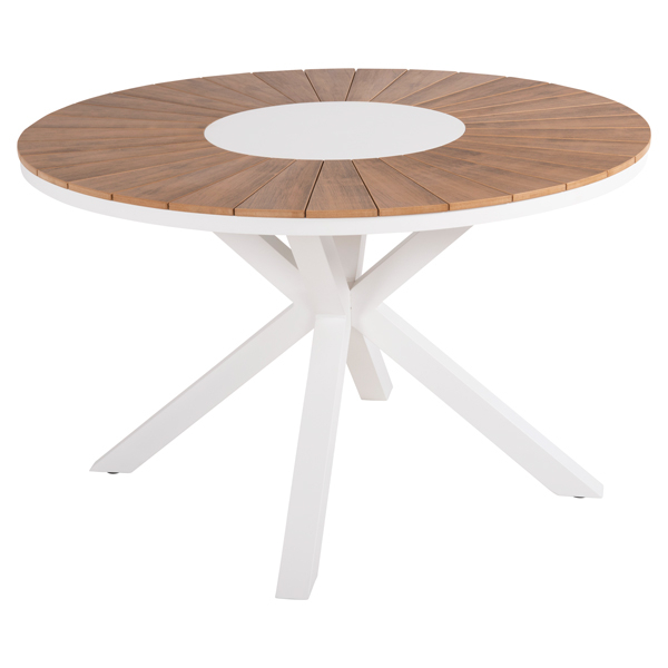 trapezi-stroggylo-exchoroy-fb9604202-alo ΤΡΑΠΕΖΙ ΣΤΡΟΓΓΥΛΟ ΕΞ.ΧΩΡΟΥ MORIL HM6042.02 ΑΛΟΥΜΙΝΙΟ ΛΕΥΚΟ-POLYWOOD ΦΥΣΙΚΟ Φ150εκ. - Image 1