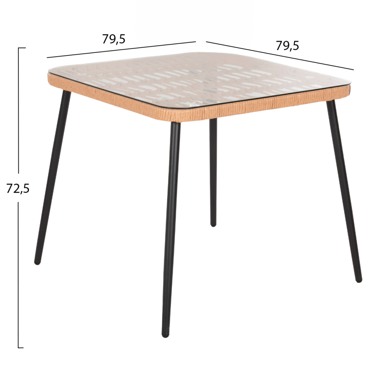 ΤΡΑΠΕΖΙ ΤΕΤΡΑΓΩΝΟ ALLEGRA HM5536.11 ΜΕΤΑΛ.ΜΑΥΡΟ-P.E. RATTAN ΦΥΣΙΚΟ 79,5x79,5x72,5Υεκ - Image 2