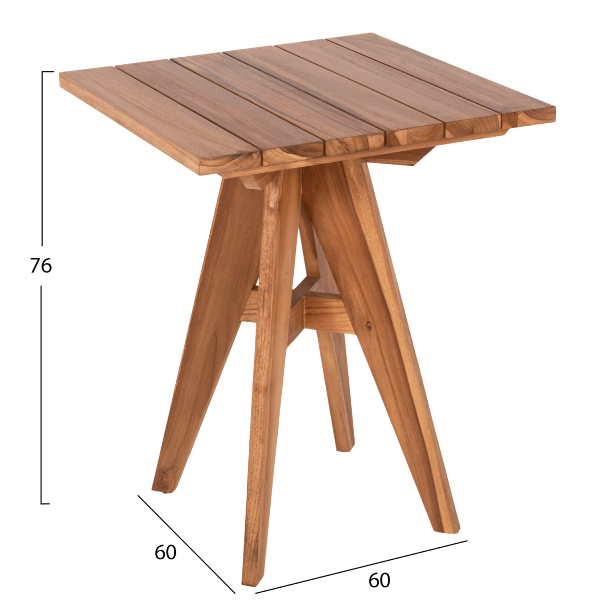 ΤΡΑΠΕΖΙ ΤΕΤΡΑΓΩΝΟ LEO HM9860.11 ΜΑΣΙΦ ΞΥΛΟ ΤΕΑΚ 60x60x75Υεκ. - Image 2