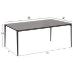 ΤΡΑΠΕΖΙ ΤΡΑΠΕΖΑΡΙΑΣ STAD HM6557.01 ΓΚΡΙ ΑΛΟΥΜΙΝΙΟ & SINTERED STONE TOP 180x90x74Υεκ - Image 2