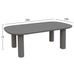ΤΡΑΠΕΖΙ ΤΡΑΠΕΖΑΡΙΑΣ KIORA HM6597.01 ΓΚΡΙ FIBER CEMENT 200x100x75Υεκ - Image 2