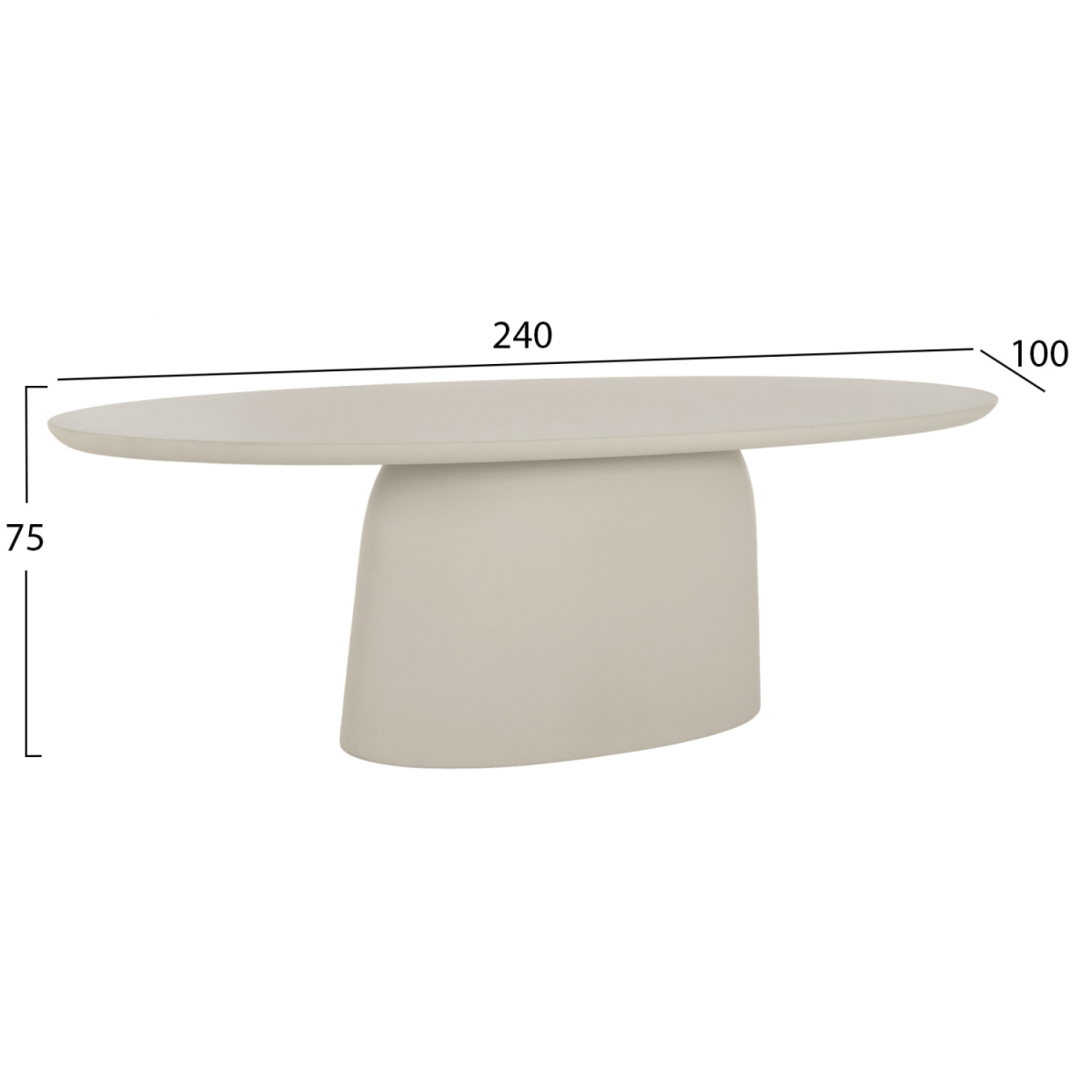 ΤΡΑΠΕΖΙ ΤΡΑΠΕΖΑΡΙΑΣ ΟΒΑΛ BRECCAN HM6577.02 ΜΠΕΖ FIBER CEMENT 240x100x75Υεκ. - Image 2