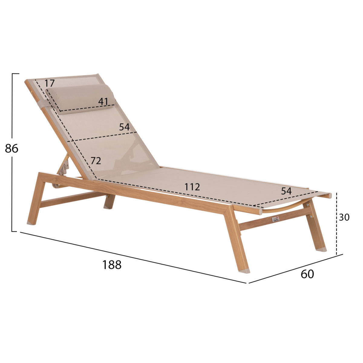 ΞΑΠΛΩΣΤΡΑ ΑΛΟΥΜΙΝΙΟΥ ΜΕ ΜΑΞΙΛΑΡΙ RABIA HM5982.05 HEAT TRANSFER & ΜΠΕΖ 188x60x30Υ - Image 2
