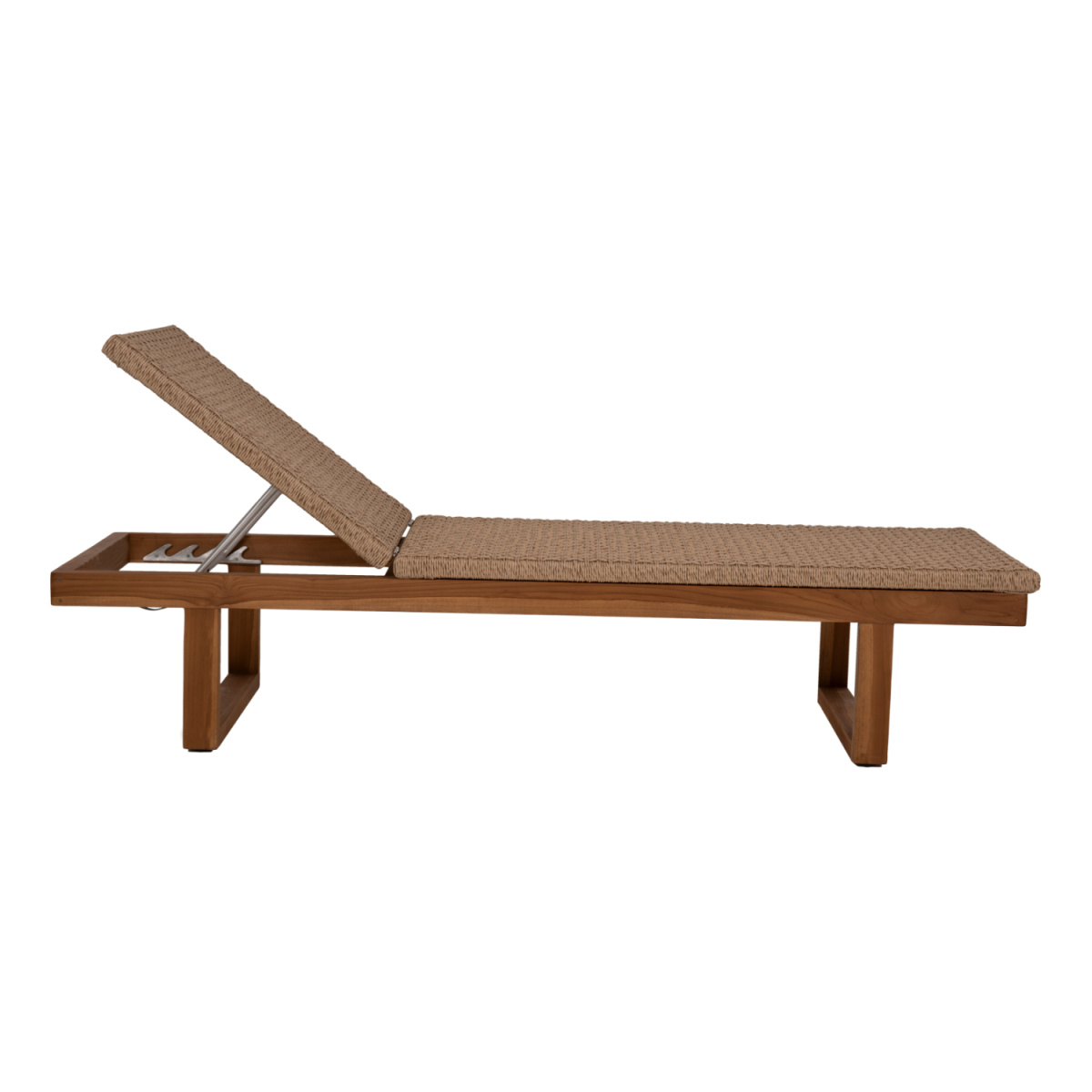 ΞΑΠΛΩΣΤΡΑ PATRON HM5993 TEAK ΞΥΛΟ ΚΑΙ ΣΧΟΙΝΙ VIRO ΣΕ ΠΛΕΞΗ WICKER 191x65x86Yεκ. - Image 3