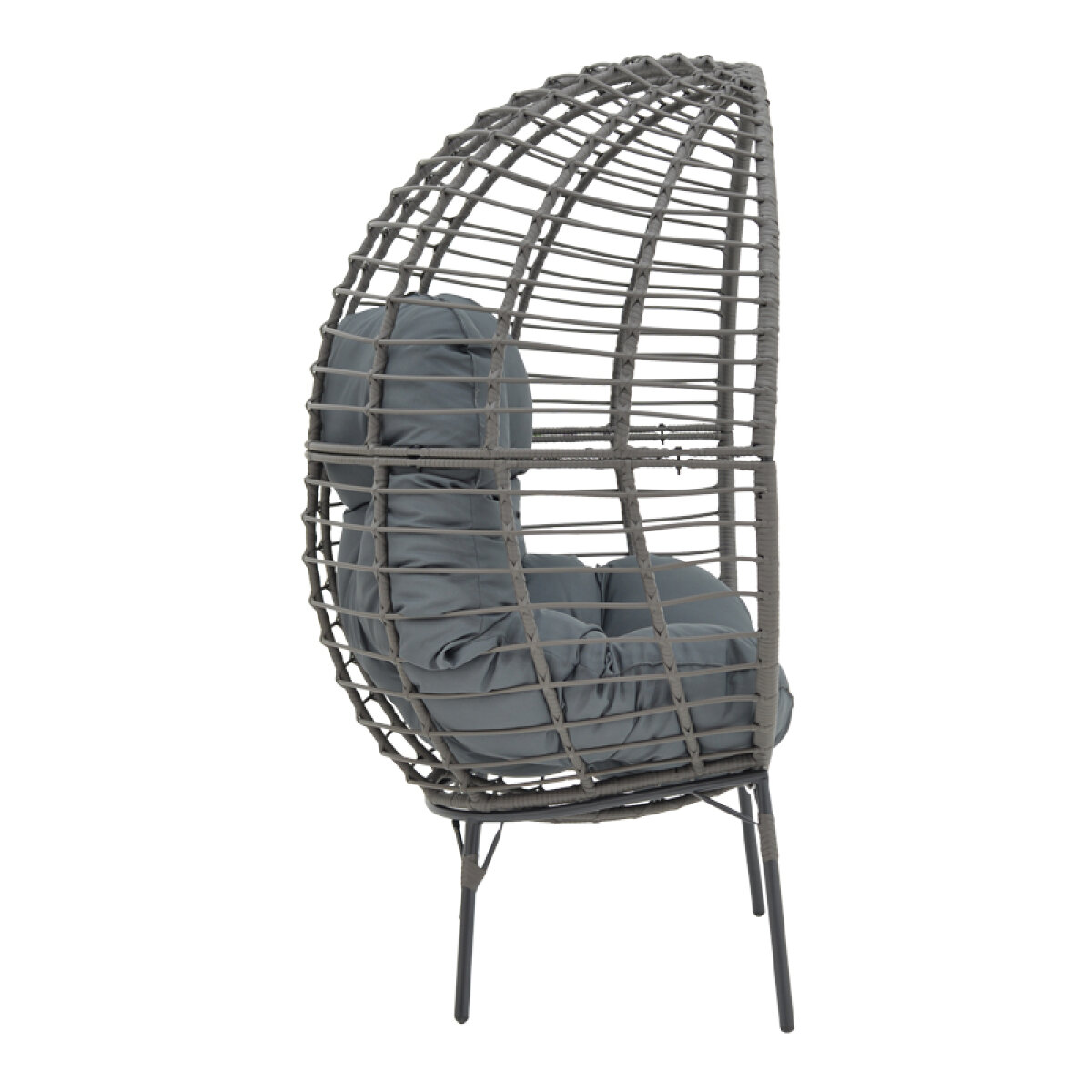 Πολυθρόνα Nestie wicker rattan γκρι-μεταλλικό γκρι πόδι-γκρι μαξιλάρι 102x80x155εκ - Image 3