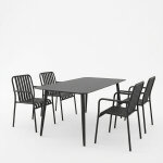 Τραπεζαρία Heven Vista σετ 5τεμ μαύρο αλουμίνιο 150x80x72εκ