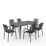 Τραπεζαρία Heven Vista σετ 7τεμ μαύρο αλουμίνιο 150x80x72εκ