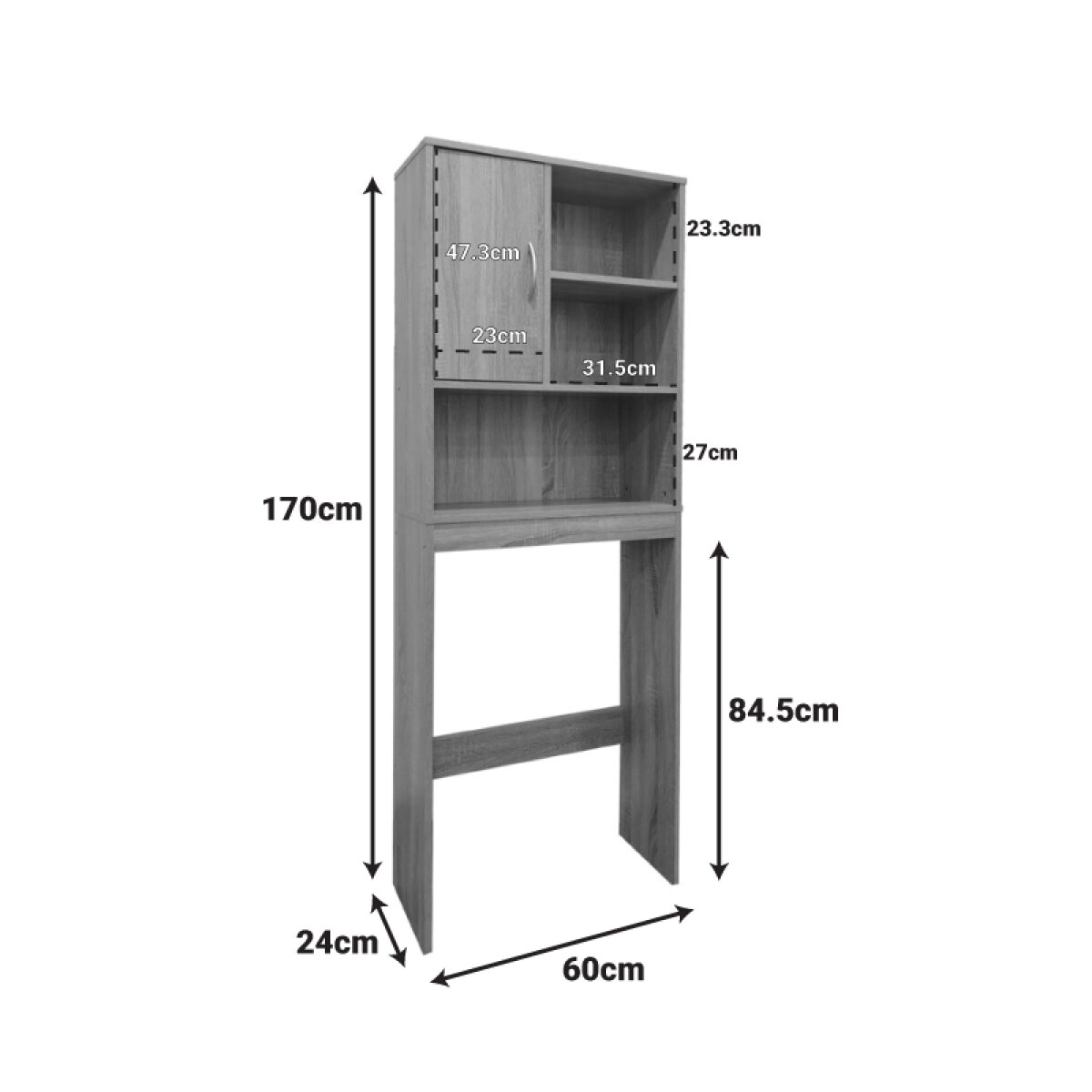 Έπιπλο μπάνιου Tazien σε λευκή απόχρωση 60x24x168.5εκ - Image 3
