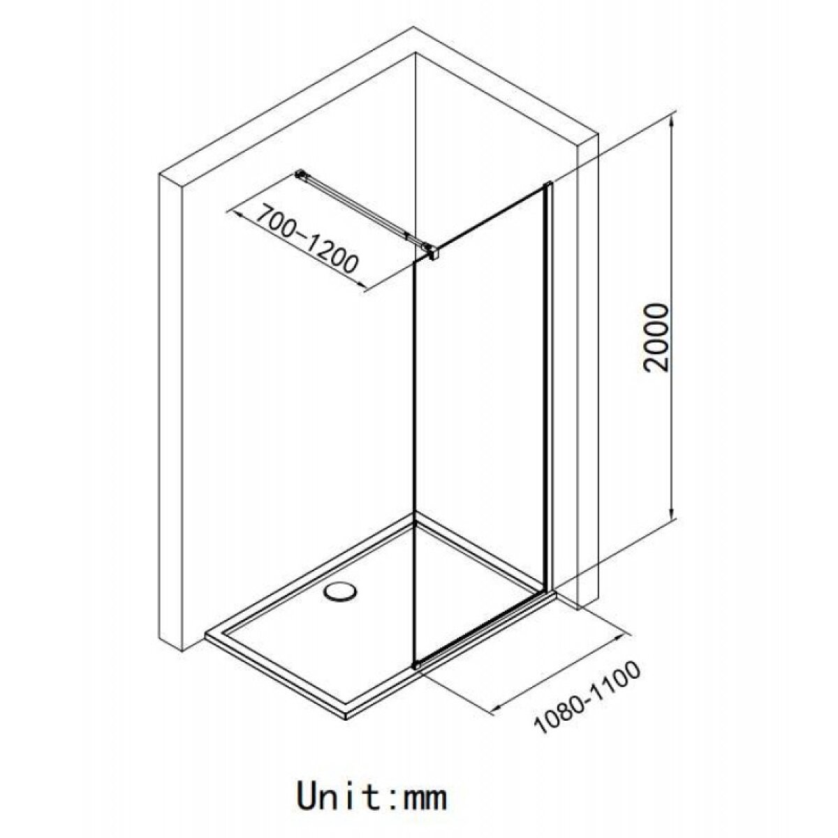 Σταθερό διαχωριστικό CRISTINA 100*200 125TR-100 - Image 3