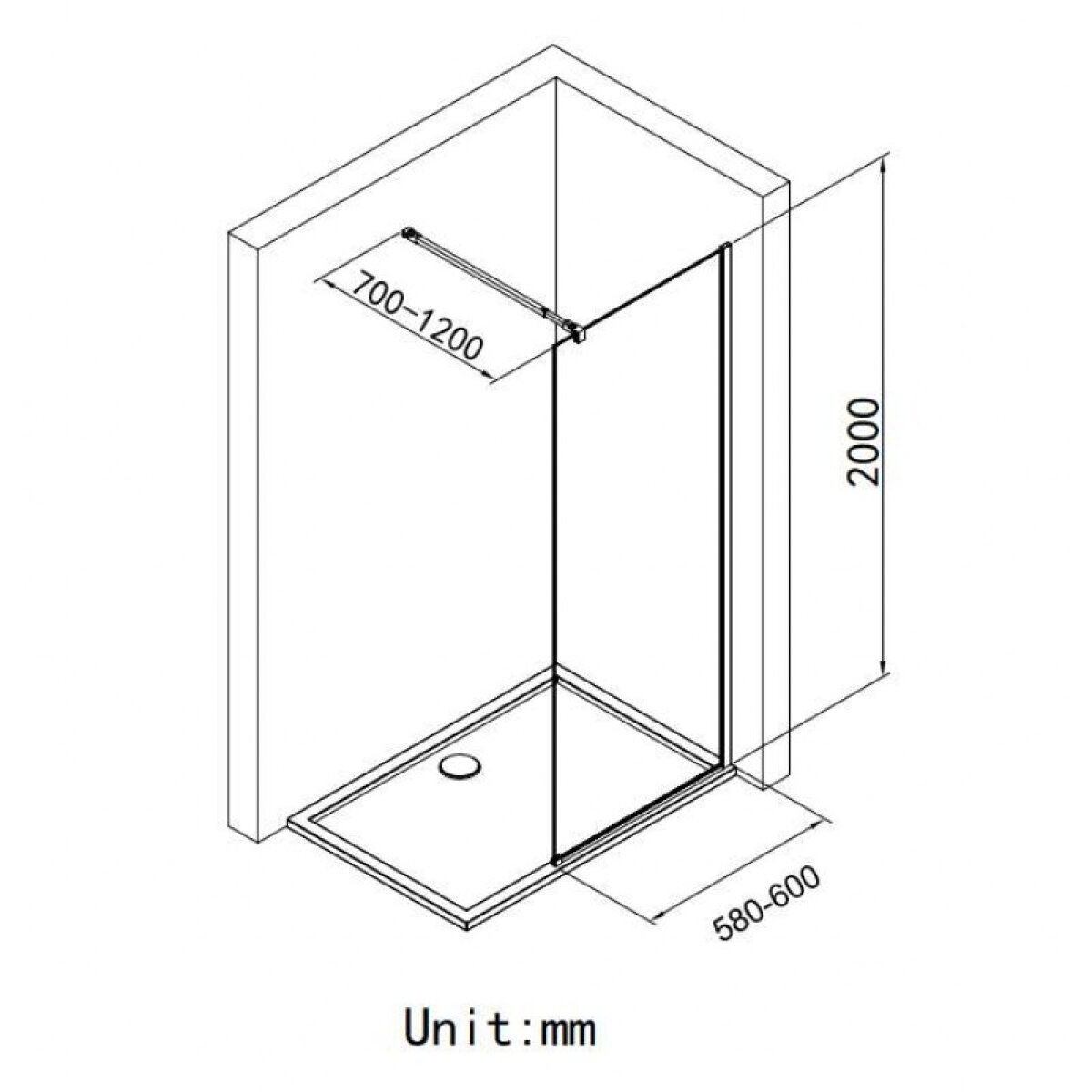 Σταθερό διαχωριστικό CRISTINA 60*200 125TR-60 - Image 3