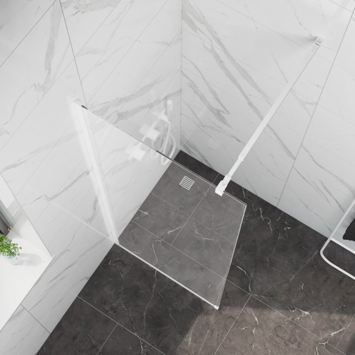 Σταθερό διαχωριστικό CRISTINA WHITE MAT 125TR-100 - Image 2