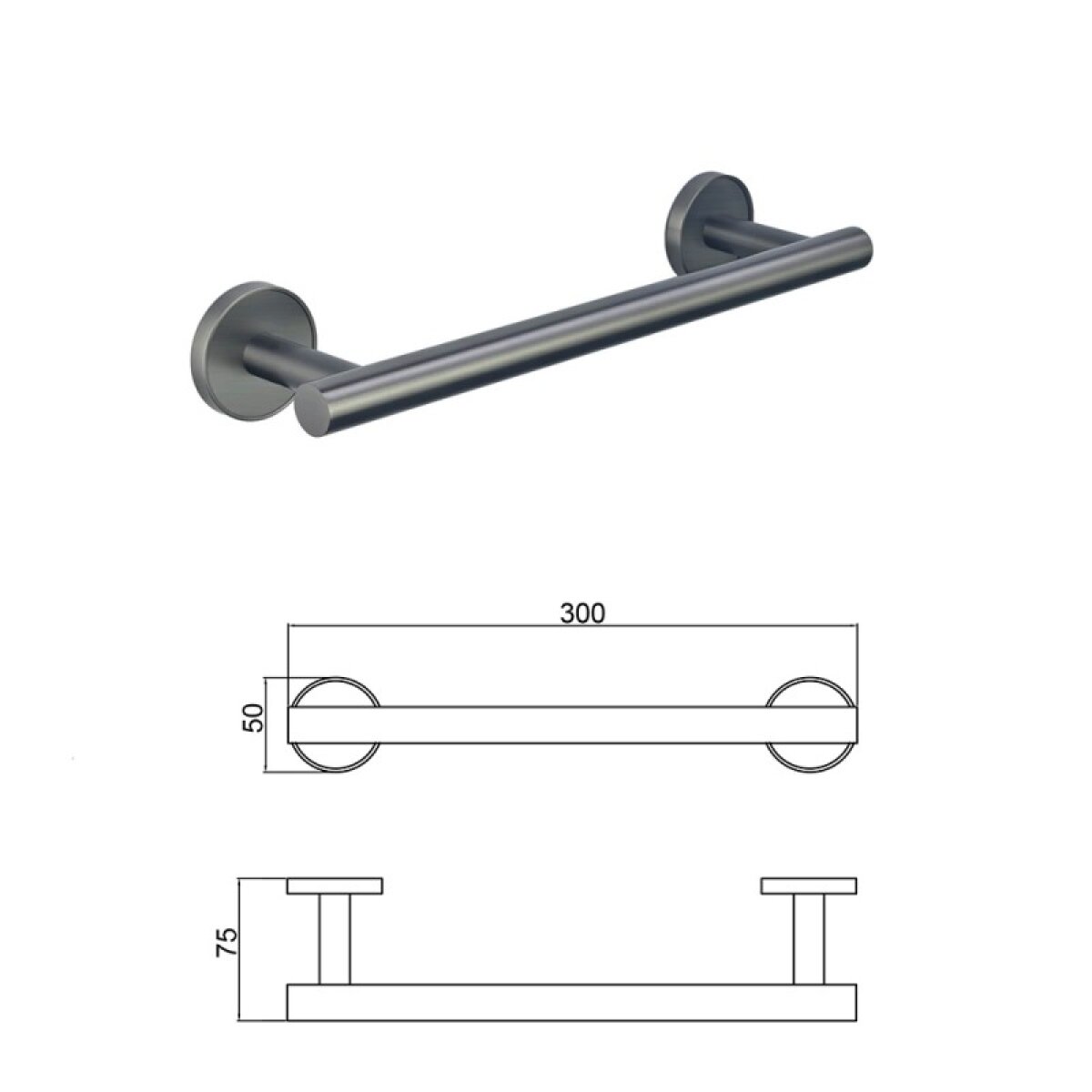 LUSSO GUN GREY βάση για πετσέτα 30cm 3624GG - Image 3