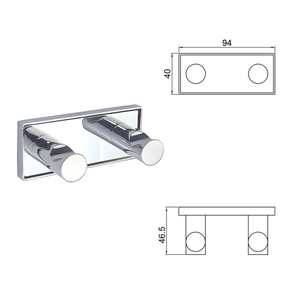 MODENA CHROME διπλή κρεμάστρα 3853-2C - Image 2