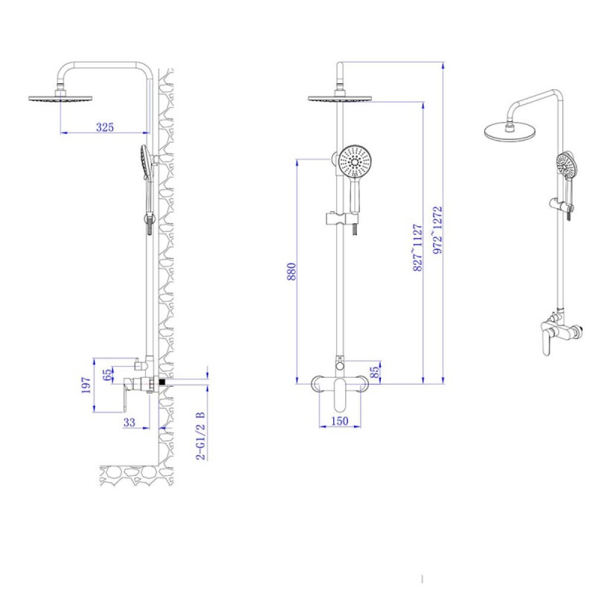 Σύστημα ντους Trento ICF 6237 BRUSH GOLD - Image 2