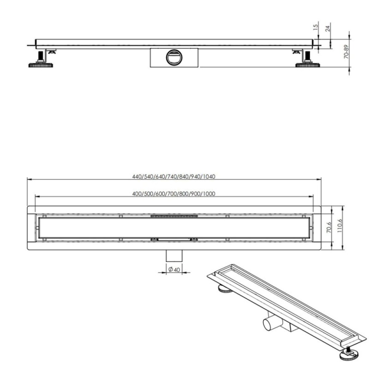 Γραμμικό σιφόνι δαπέδου ICD 50049/90MB NEW GENERATION - Image 2